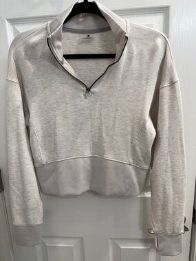 Cropped Danskin Heathered Light Gray Half-Zip Pullover